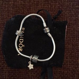 Pandora Snake Bracelet with Four Charms